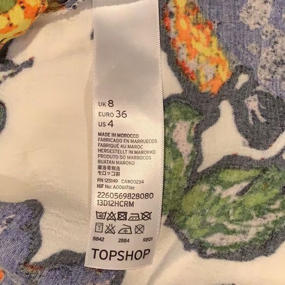 Top Shop Cold Shoulder Open Back Cream, Purple & Orange Blouse. Size 4 - Picture 4 of 4